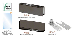 CRL Black Bronze Anodized European Patch Door Kit for Use with Overhead Door Closer - Without Lock