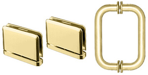 CRL Polished Brass Prima Shower Pull and Hinge Set