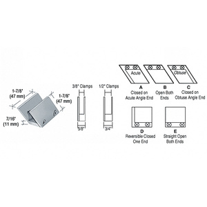 CRL Chrome 3/8" 52 Degree Slant Open Center Clamp Type "B" Stair and Walkway Railing