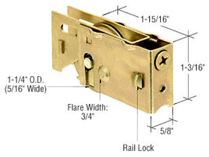 CRL 1-1/4" Steel Sliding Glass Door Roller with 5/8" Wide Housing 3/16" Inside Diameter End Hole