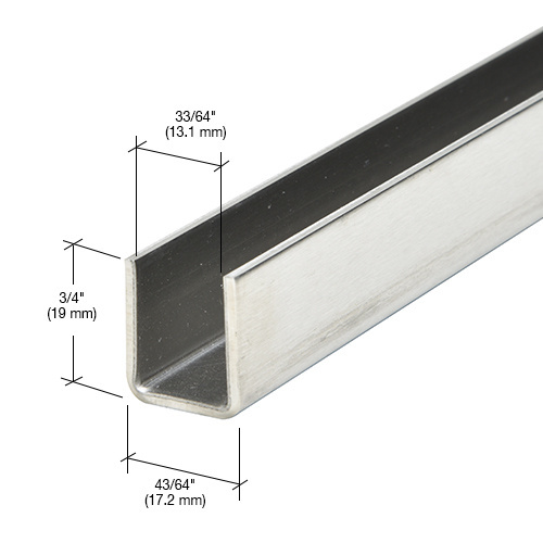 CRL 316 Brushed Stainless 1/2" Fixed Panel Shower Door Deep U-Channel - 95"