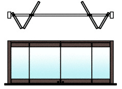 CRL Black Bronze Anodized 4-Panel Bipart Overhead Track Half Bi-Fold Door Configuration