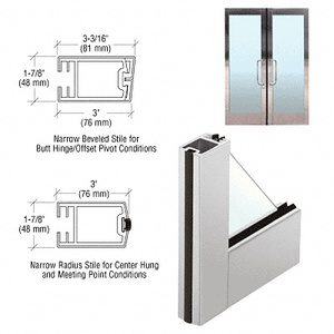 CRL 3" Satin Anodized Narrow Stile Clad Full Framed Door