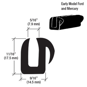 CRL Older Ford and Mercury Back Glass Weatherstrip for 3/16" to 1/4" Glass