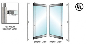 CRL-Blumcraft® Brushed Stainless Right Hand Rail Mount Keyed Access 'F' Exterior Top and Bottom Secured Deadbolt Handle