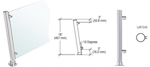 CRL Brushed Stainless 18" High 1" Round PP65 Slimline Series Slant Front Counter/Partition Left End Post