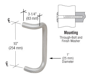 CRL 10" Brushed Stainless Solid Offset Pull Handle