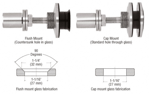 CRL 316 Polished Stainless Steel Swivel Combination Fastener for 3/8" to 1/2" Tempered Glass