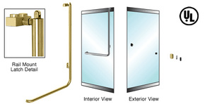 CRL-Blumcraft® Polished Brass Right Hand Reverse Low Profile Mount Retainer Plate "Z" Exterior, Top Securing Panic Handle