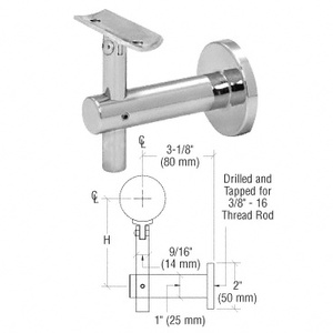 CRL 316 Polished Stainless Sunset Series Wall Mounted Hand Rail Bracket