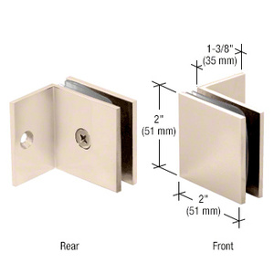 CRL Satin Nickel Fixed Panel Square Clamp With Small Leg