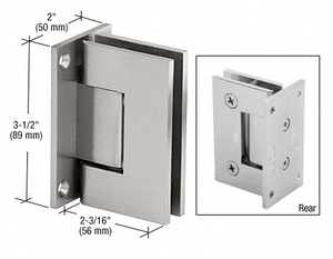 CRL Brushed Satin Chrome Geneva 537 Series Wall Mount Full Back Plate Standard Hinge With 5 Degree Offset