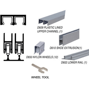 CRL Satin Anodized Track Assembly D609 Upper and D602 Lower Track with Nylon Wheels