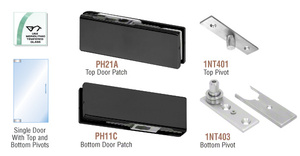 CRL Matte Black European Patch Door Kit - With Lock