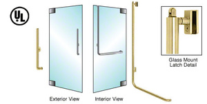CRL-Blumcraft® Satin Brass Left Hand Reverse Glass Mount Keyed Access 'H' Exterior, Top Securing Panic Handle