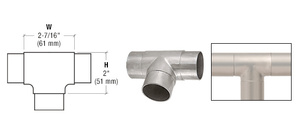 CRL Té en affleurement, tube de 38 mm (1-1/2 po), acier inoxydable brossé