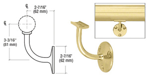 CRL Polished Brass Del Mar Series Wall Mounted Short Arm Hand Rail Bracket