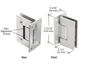 CRL Satin Chrome Vienna 337 Series Adjustable Wall Mount Full Back Plate Hinge