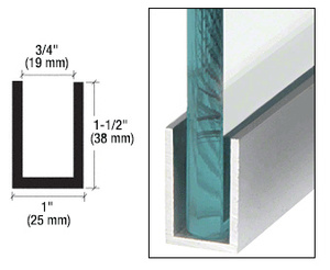 CRL Brushed Stainless Anodized Wet Glaze 1-1/2" Deep U-Channel 120" Stock Length