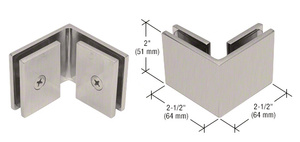 CRL Brushed Nickel Square 90 Degree Glass-to-Glass Clamp