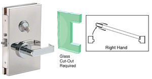 CRL Polished Stainless 6" x 10" RH Center Lock With Deadlatch in Storeroom Function