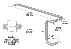 CRL Satin Chrome Solid Push Bar and Pull Handle Set