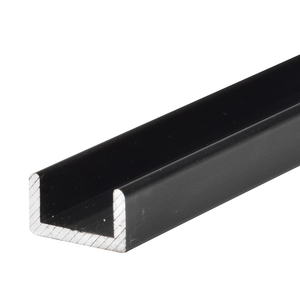 CRL Matte Black Frameless Shower Door Aluminum Regular U-Channel for 1/2" Thick Glass