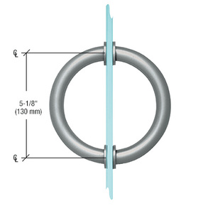 CRL Brushed Nickel 5-1/8" Tubular Back-to-Back Circular Style Brass Shower Door 3/4" Diameter Pull Handles