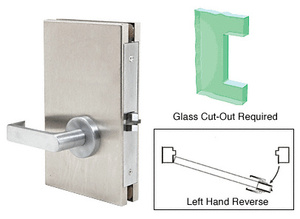 CRL Brushed Stainless 6" x 10" LHR Center Lock with Deadlatch in Passage Lock Function