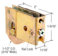 CRL 1-1/2" Steel Ball Bearing Sliding Glass Door Roller With 11/16" Wide x 1-9/16" High Housing