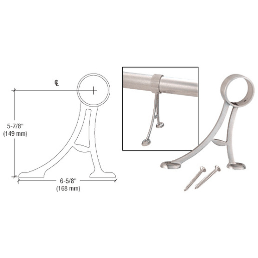 CRL Brushed Stainless Floor Mount Foot Railing Bracket for 2" Tubing