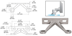 CRL Brushed Stainless Double Arm 'V' Wall/Fin Mounted Fitting