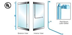 CRL-Blumcraft® Painted Left Hand Reverse Rail Mount Keyed Access "FS" Exterior Balanced Door Panic Handle for 3/4" Glass