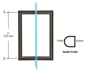 CRL 6" Oil Rubbed Bronze RM Series Flat Outside Surface/Round Tubing Inside Back-to-Back Pull Handle