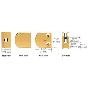 CRL Gold Plated Z-Series Large Round Clamp for 3/8" Glass