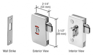 CRL Polished Chrome Sliding Glass Door Lock with Indicator for 5/16" to 1/2" Glass
