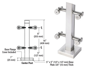 CRL 316 Polished Stainless Point Supported Center Post