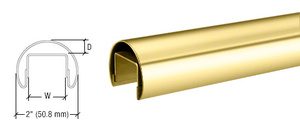 CRL Polished Brass 50.8 mm Premium Cap Rail for 21.52 mm or 25.52 mm Glass  - 3 m Long