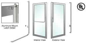 CRL-Blumcraft® Brushed Stainless Right Hand Reverse Aluminum Door Mount Keyed Access "J" Exterior, Top Securing Panic Handle