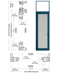 CRL Custom Series 900 Custom KYNAR® Paint Hinge Right Swing Out Single Terrace Door with Transom Frame, 3-3/4" Bottom Rail, and Standard Threshold