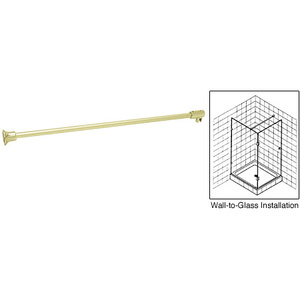 CRL Satin Brass Frameless Shower Door Fixed Panel Wall-To-Glass Support Bar for 1/4" to 5/16" Thick Glass