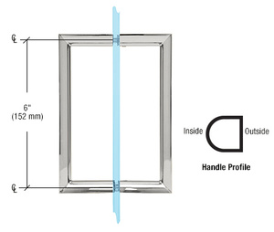 CRL 6" Polished Chrome RM Series Flat Outside Surface/Round Tubing Inside Back-to-Back Pull Handle