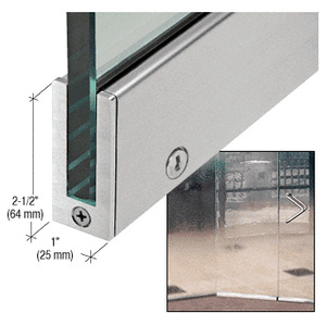 CRL Brushed Stainless RH 2-1/2" Tall Slender Profile Door Rail With Lock 35-3/4" (908 mm) Standard Length