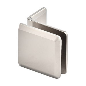 Polished Nickel Wall Mount Premier Series Glass Clip with Mounting Leg