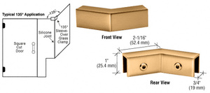 CRL Polished Brass 135 Degree "Sleeve Over" Glass Clamp
