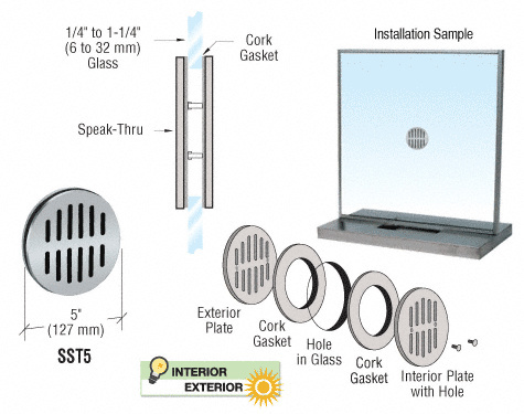 CRL Brushed Stainless Steel 5" Speak-Thru