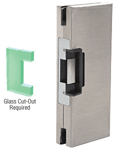 CRL Brushed Stainless 4" x 10" RH/LHR Custom Center Lock Glass Keeper With Deadlatch Electric Strike
