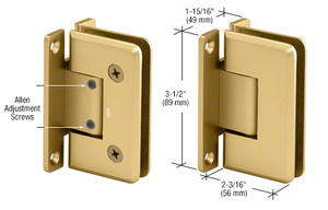 CRL Satin Brass Pinnacle 337 Series Adjustable Wall Mount 'H' Back Plate Hinge