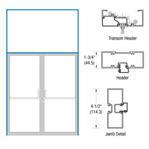 CRL-U.S. Aluminum Bronze Black Anodized Tubular Transom Frame for Pair Doors Prepped for Pair DH009 Butt Hinges and Flush Bolts