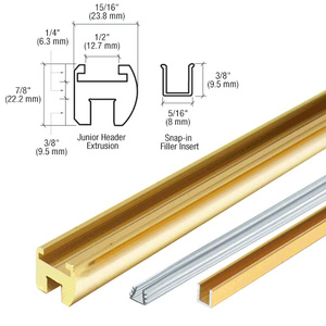 CRL Polished Brass 98" Junior Frameless Shower Door Header Kit